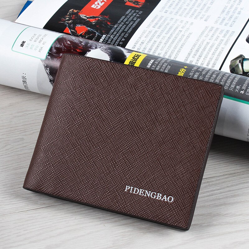 Pidengbao Neue Brieftasche der Männer Kurze Brieftasche Kreuz-abschnitt Koreanische Schüler Brieftasche Dünne Kreuz aufbringen Brieftasche: Braun