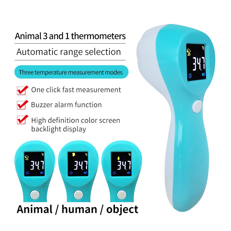 Thermomètre infrarouge numérique sans Contact 3-en-1 pour Animal de compagnie, chat, chien, pistolet de température pour Animal de compagnie, cochon, vache, mouton, cheval, thermomètre