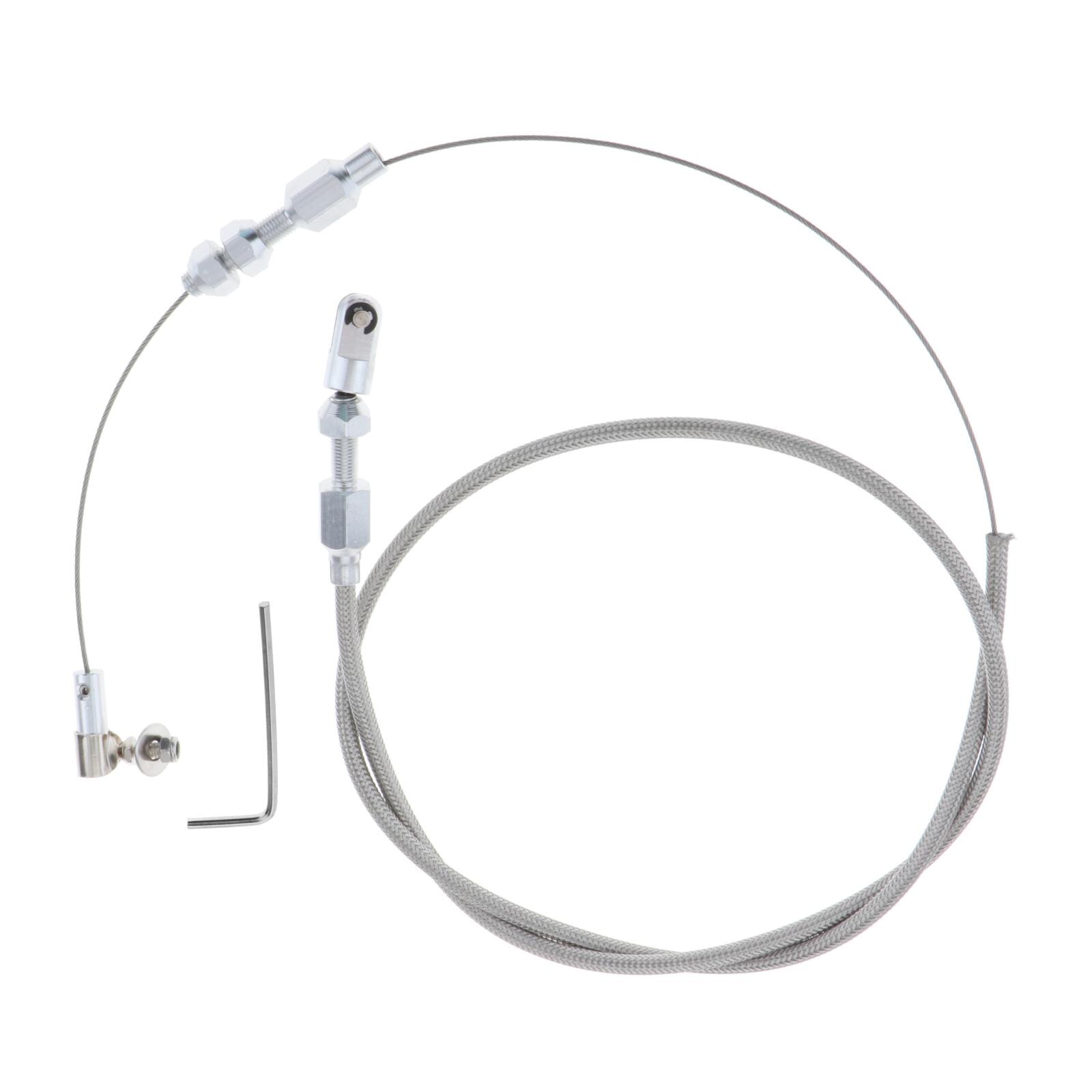 Stainless Steel Throttle Cable with Fittings, Silver, 56inch Stainless Steel Cable, 36inch Housing