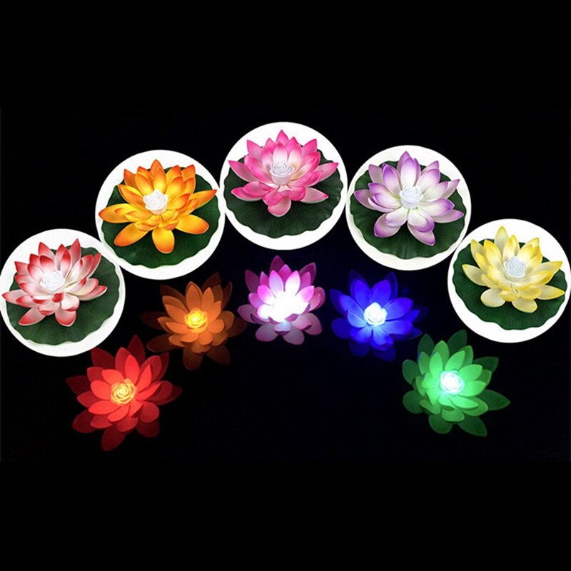 Lotus Flower Shape Pond Lantern Light Floating Led Festival Outdoor Solar Powered Waterproof Garden Decorative Lighting Lamp