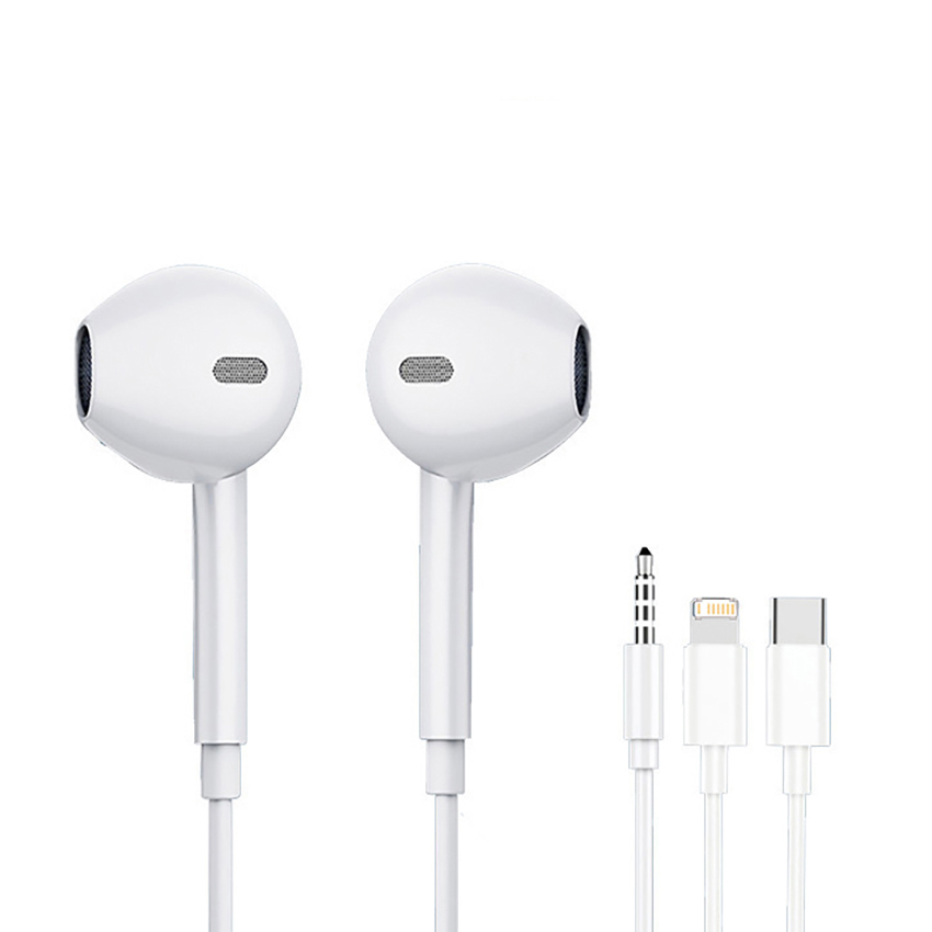 Écouteurs filaires d'origine pour iPhone 16/15/14/13/12/11 Pro Max 7/8Plus XR/XS/X iPad écouteurs intra-auriculaires Lightning USB-C 3.5mm écouteur