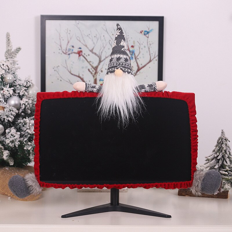 AA99-Weihnachten Dekorationen für Heimat 3D Karikatur Wald Alte Mann Computer Staub Abdeckung Neue Jahr Computer Weihnachten Dekoration: rot