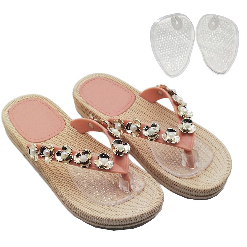 Almohadillas de silicona para el antepié, 2 pares, para sandalias, chanclas, zapatillas, antideslizantes