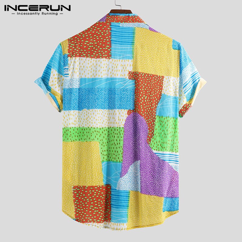 Print mænd hawaiiansk skjorte kortærmet strandferie sommer afslappet herremærke skjorter streetwear chic camisa incerun
