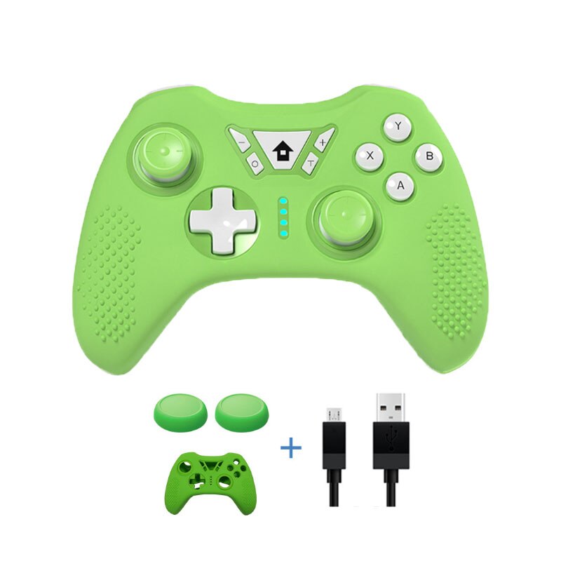 Wireless blue tooth game Controller Joystick Gamepad For Switch Pro/PC Wireless Joystick With Silicone Case: green NFC