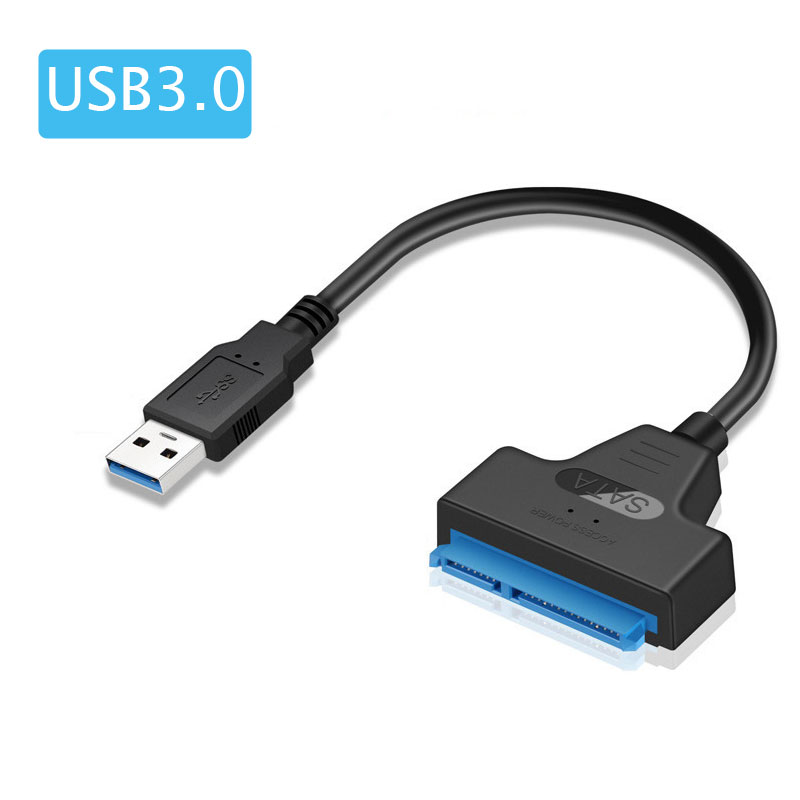Cable SATA a USB 3,0/2,0 de hasta 6 Gbps para disco duro externo HDD SSD de 2,5 pulgadas, adaptador de 22 Pines, Cable USB 3,0 a SATA III: Negro