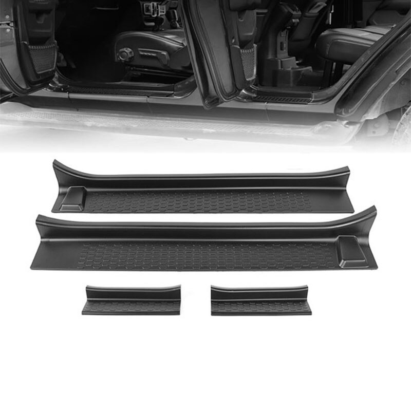Front Entry Guards Door Sill Plate Protectors for Jeep Wrangler JL + for Jeep Gladiator JT + ABS Door Threshold Bar Stri: Default Title