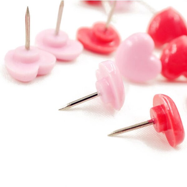 100Pcs Hart Vorm Plastic Kurk Boord Veiligheid Gekleurde Push Pins Punaise-50 Stuks Roze & H50pcs Rood