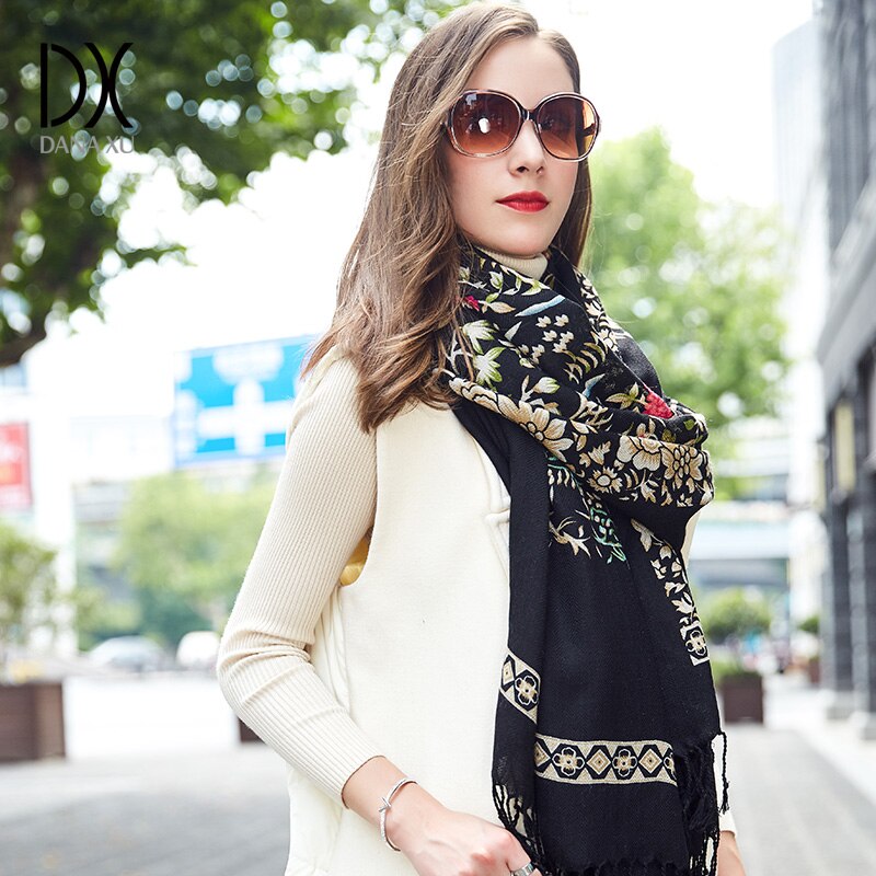 DANA XU Bufanda Mujer Wool Poncho Head Scarves Women Lady Carf And Warm Shawl Stoles Bandana Scarf Hijab Luxury Brand