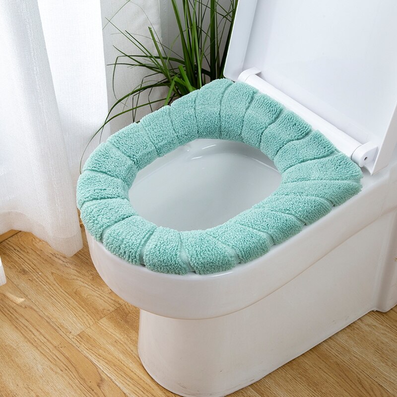 Housse de siège de toilette tricotée, chaude pour l'hiver, avec poignée, coussin de toilette en forme de O, accessoires de salle de bains: 3
