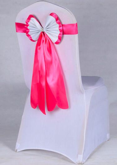 Satijn Stoel Sjerpen Stoel Sash Bow van Bruiloft Satijn Lint Doek stoel Sash Strik van Wedding Banquet Party Hotel Kerkbank Stoel Bogen: ROSE RED
