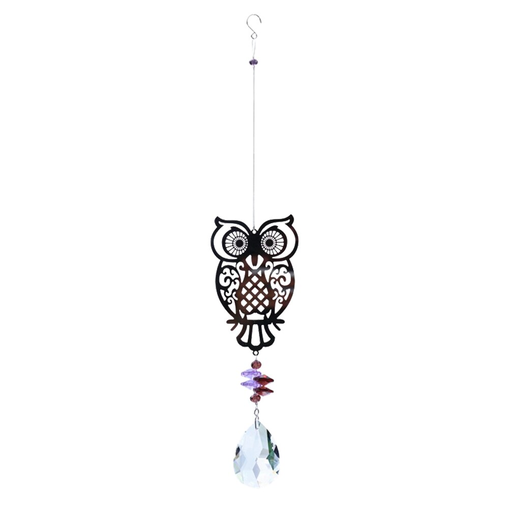 Kristall Sonne Prismen Glas Kronleuchter Solar- Kolibri Eule Windspiele Regenbogen Verfolger Hängen Fänger Vorhang Anhänger Dekoration: Owl