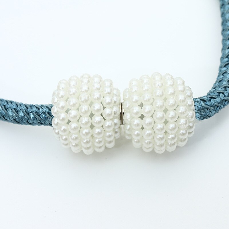 2 pièces de rideaux simples avec perles, sangles à boucle magnétique Simple, corde de cravate sans Perforation, accessoires de décoration