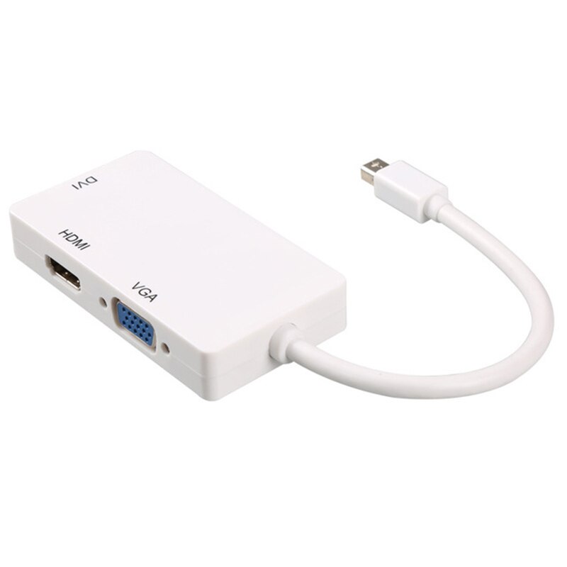 Mini dp til hdmi dvi vga adapter 3 in 1 hub mini displayport 1080p video adapter konverter til imac apple pro air (hvid)
