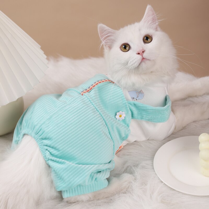 HOOPET-monos de invierno para gato, Chaqueta de felpa para perro, abrigo cálido para gato, Chihuahua, disfraz de gato, ropa de lana suave para mascotas, suministros para mascotas: Verde / L