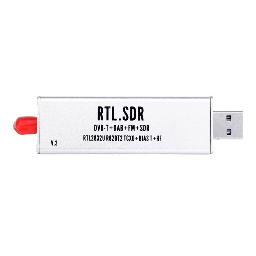 0.1MHz-1.7GHz TCXO RTL SDR Receiver R820t2 USB RTL-SDR Dongle with 0.5ppm TCXO SMA MJZSEE A300U Tester - Silver