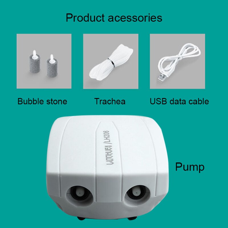 Akvarium akvarie luftpumpe filter ultra lydløs usb drevet ilt luftbobler pumpe kan csv