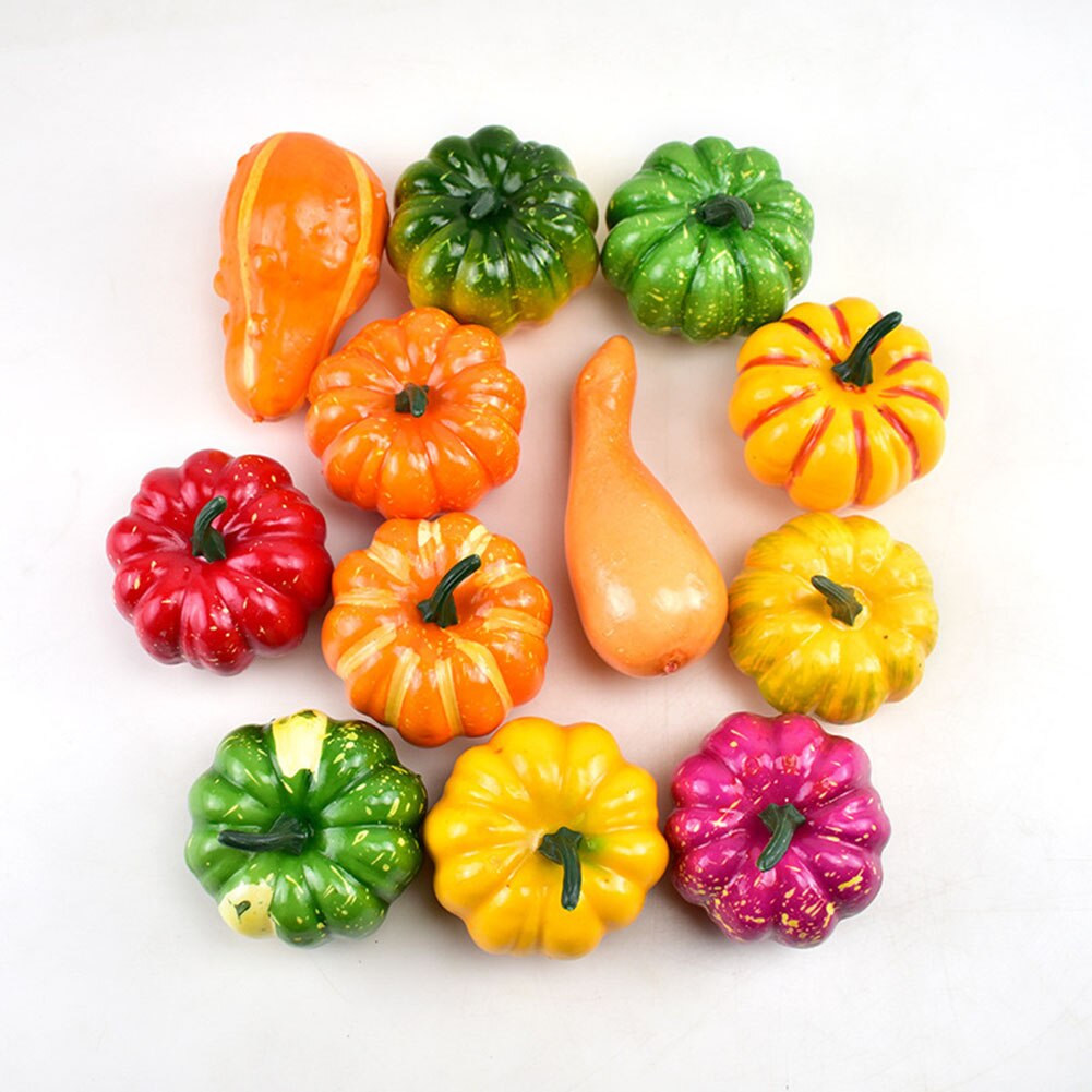 12pcs DIY Artificial Pumpkins Rods Photo Props Halloween Home Party Decor DIY Bouquet Making Accessories