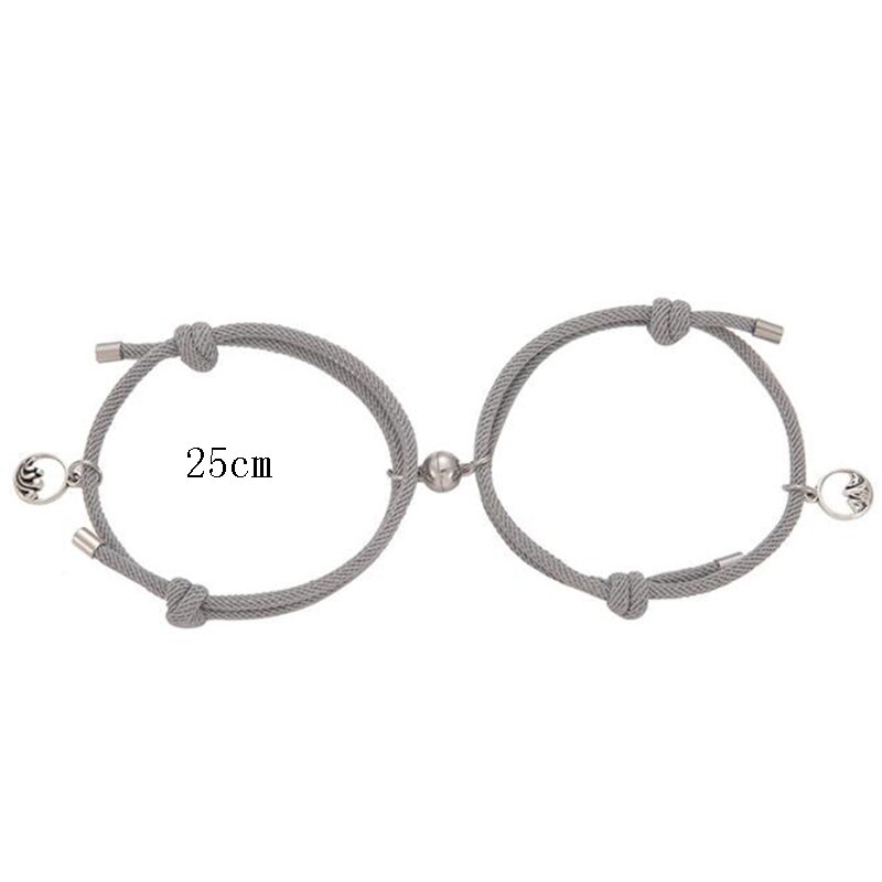 Conjunto de 2 unidades de pulseras para parejas, brazaletes para parejas, Brazalete de cuerda trenzada, imán , distancia,