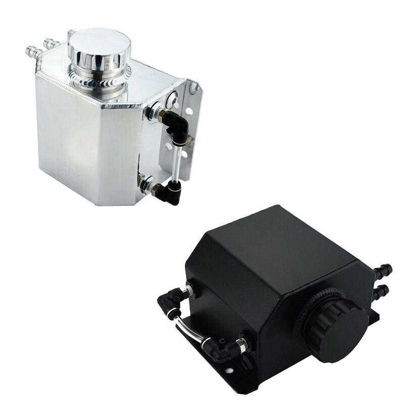 Universal 1L Aluminum Auto Radiator Coolant Expansion Alloy Tank With Drain Plug 1000Ml