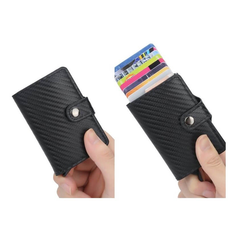 Credit Kaarthouder Hasp Smart Id Card Case Metal Rfid Aluminium Doos Slanke Mannen En Vrouwen Id Houder Pu lederen