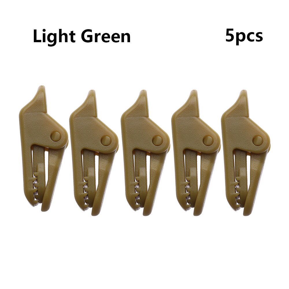 5/10 Uds Durable empresa de plástico Clip cocodrilo Clip de Clips para lona Camping tienda de máscaras para lonas al aire libre campamentos Kit: 5pcs light green