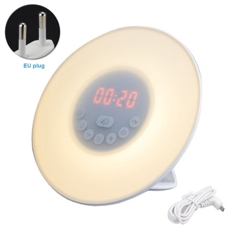 Alarm Clock Night Light Colorful LED FM Radio Portable Atmosphere Natural Light Modern Touch Sensitive Simulation Sunset Sunrise