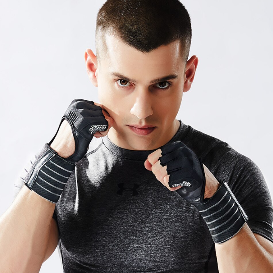 Crossfit Gym Fitness Gloves Adjustable Four Half Finger Women Men Workout Weightlifting Bodybuilding Hand Wrist Protector