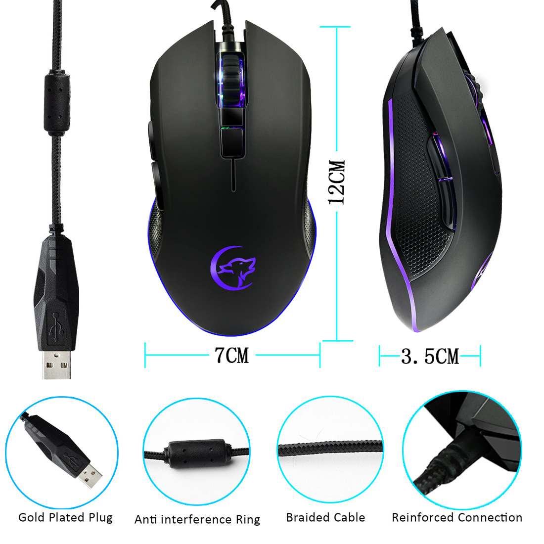ZUOYA Gaming Mouse RGB Backlight Wired Mice Game Optical Sensor 3200/7200 DPI For FPS Gamer Laptop Computer
