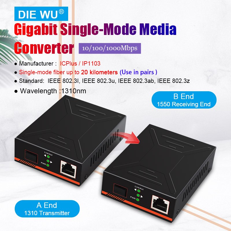 TXE013 Een Paar Gigabit Ethernet Media Converter 1G Optische Enkele Vezel Transceiver, enkele Sc Fiber Connector 20Km 1310nm