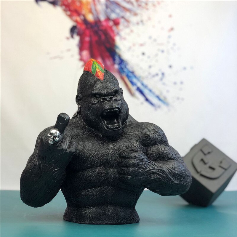 Statue de gorille King Kong en résine, Sculpture de personnalité, décoration créative pour la maison, ornements de salon,: Type B-2