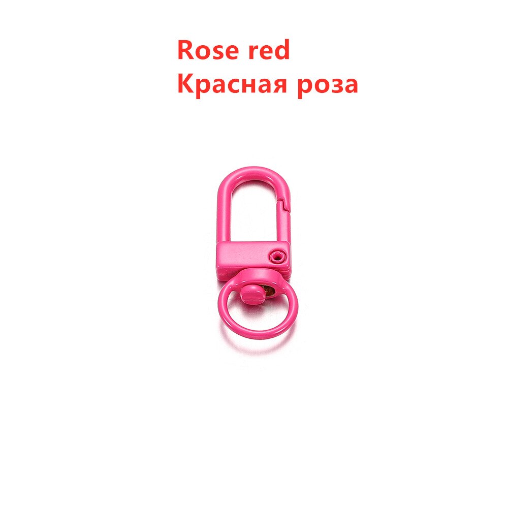 10 unids/lote de llavero colorido, cierre de mosquetón de Metal, Clips de gancho para llavero, ganchos, DIY, joyería, accesorios: Rose red