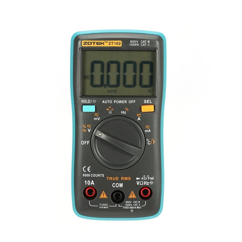 Digital Multimeter Ammeter Voltmeter Resistance Frequency backlight Meter voltage Diode Frequency ZT98 ZT100 ZT101 ZT102: 6000 counts ZT102