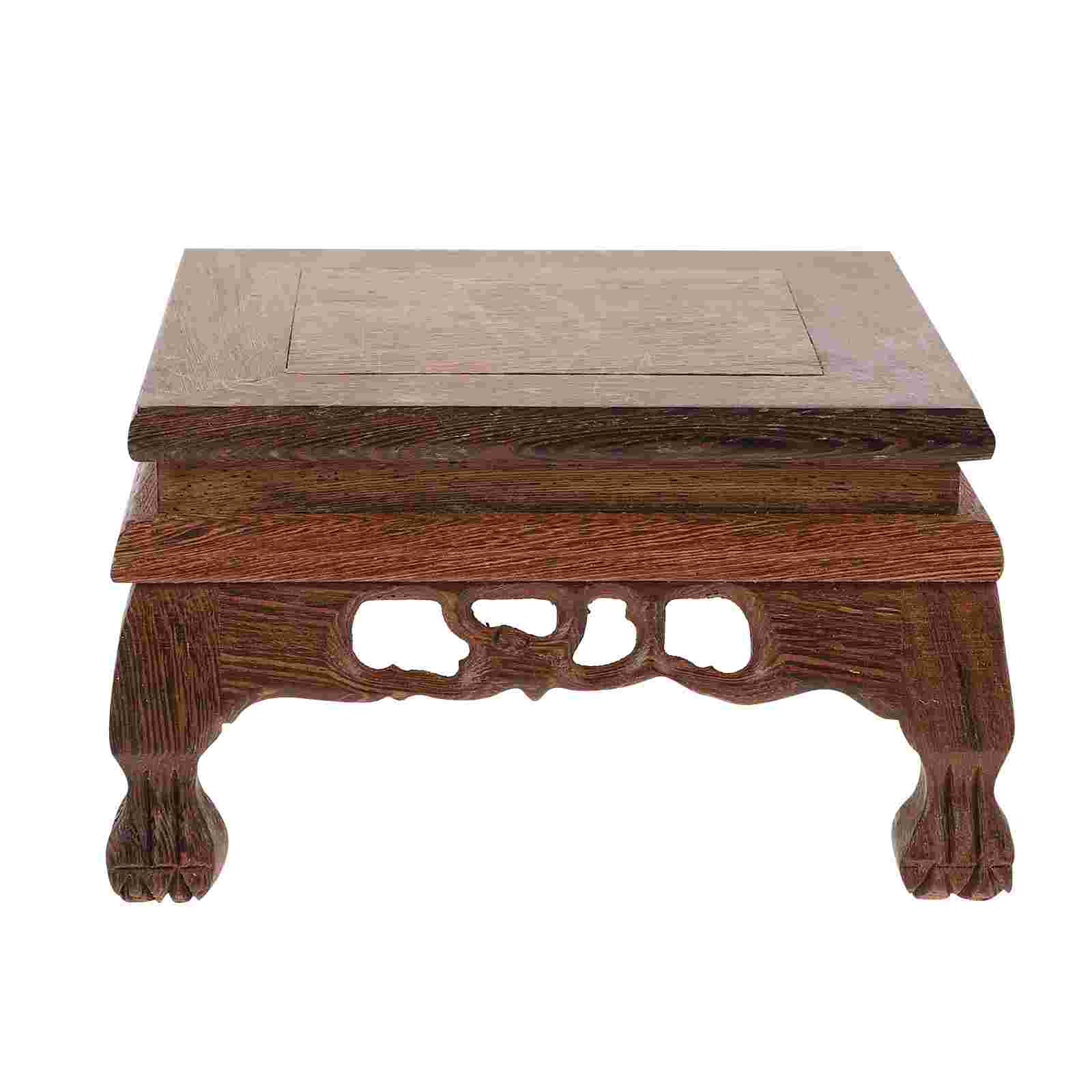 Maceta de madera de estilo chino, soporte de exhibición artesanal, Base de exhibición creativa, 1 ud.: 14X14X8.5cm