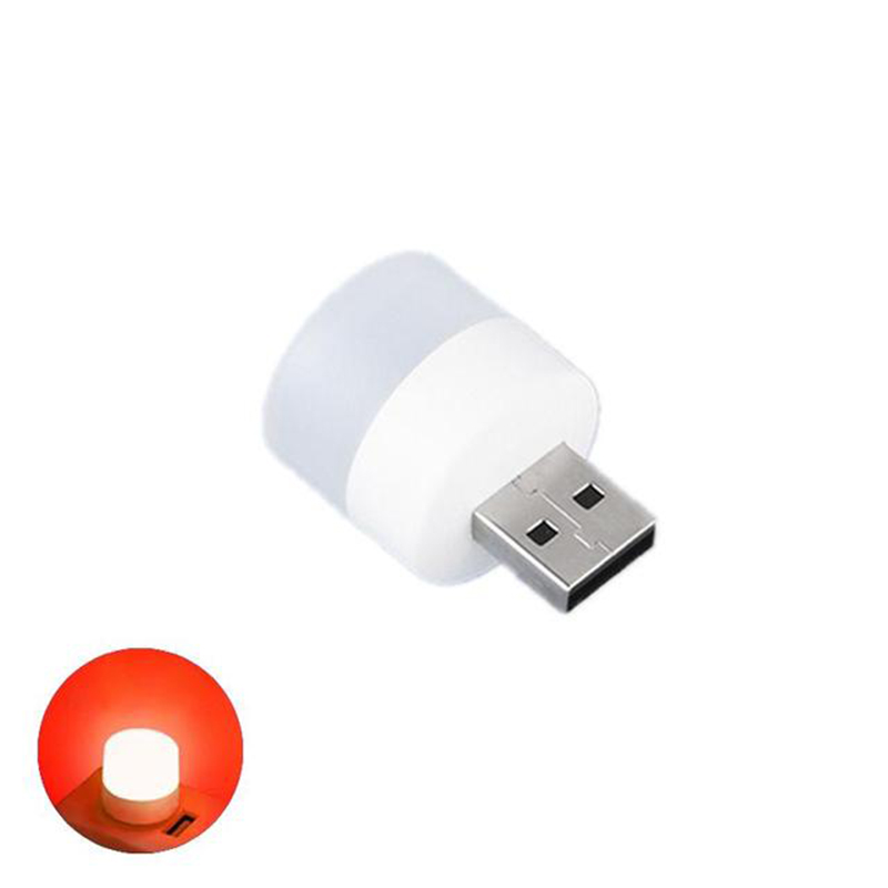 Usb-nattlampa mini led-kontaktlampa powerbank laddningsboklampor små runda läs- och ögonskyddslampor utomhus bärbara: Röd