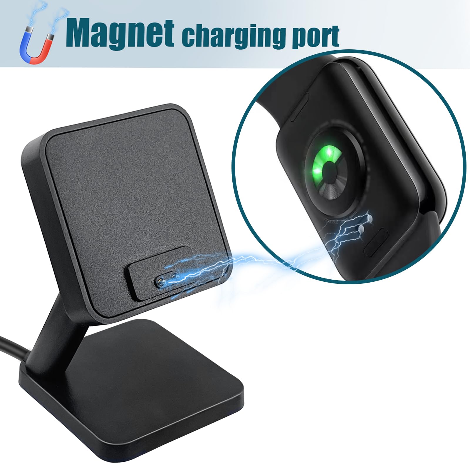 Charger Dock for Xiaomi Mi Band 8 Pro Smartwatch Magnetic Charging Stand with 3.3 Feet USB Charger Cable for Xiaomi Mi Band 10/9