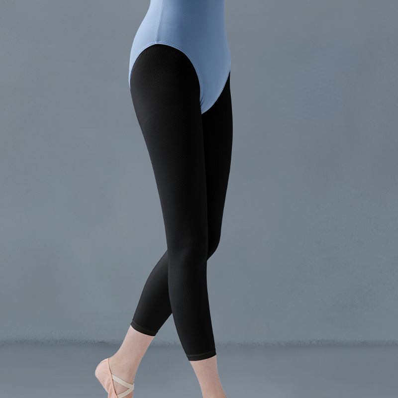 Chaussettes de danse pour femmes adultes, Leggings de pratique de danse, bas de Ballet d'été, neuf pantalons, collants de danse: L / Black