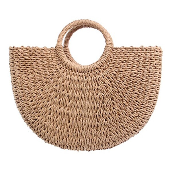 Vintage Strozak Ronde Rotan Zakken Handgemaakte Zomer Zakken Geweven Strand Dames Cirkel Schoudertas Bohemen Meisjes Reizen Handtassen: Style 3-Khaki