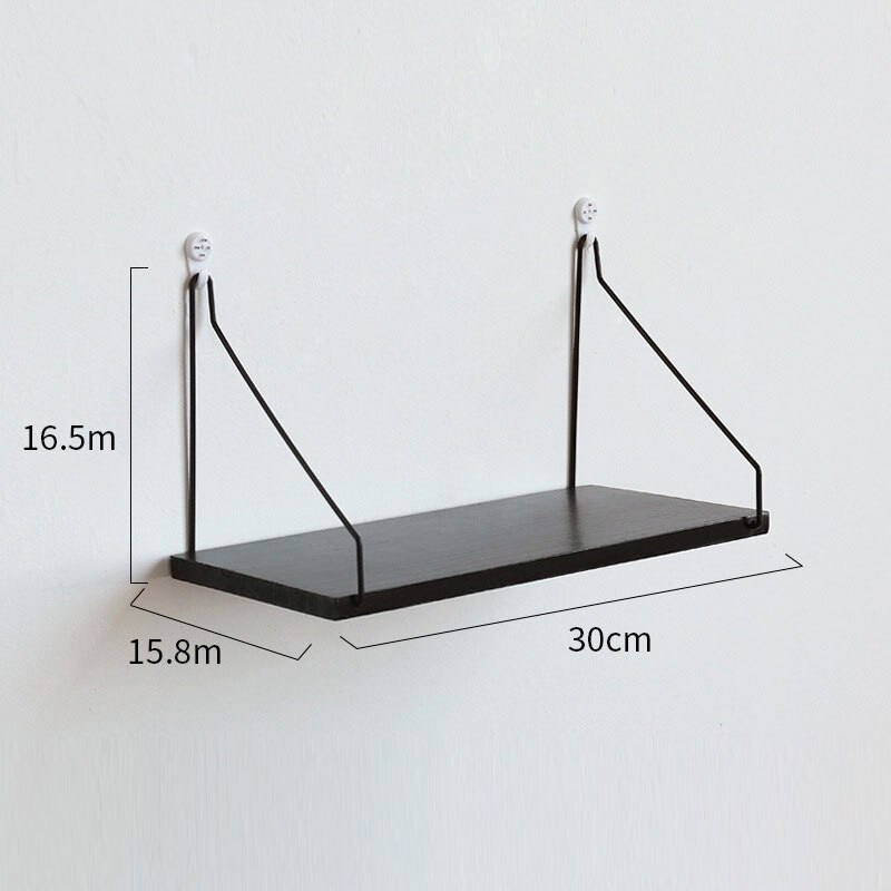 30/40/50cm massivt træ hylde stue væg værelse organisator opbevaring væg stativ væg hylder dekorative: Sort 30cm