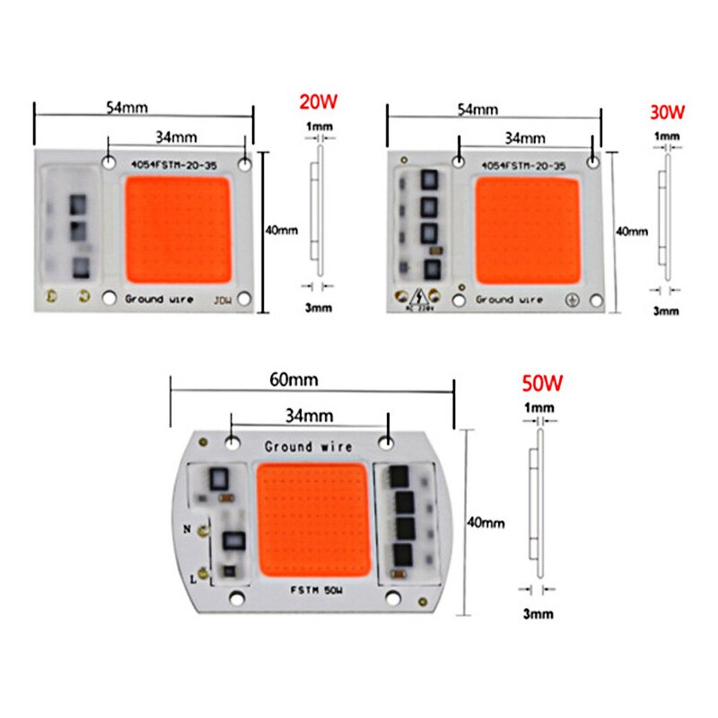 20W 30W 50W COB LED Grow Light Chip AC 220V Full Spectrum Phyto Lamp 280nm-840nm Plant Seedling Flowers Growth Lamp Beads
