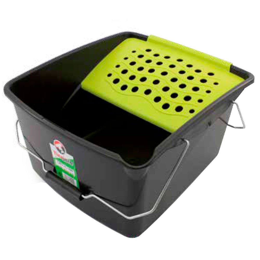 Cubeta de 16L con asa y rejilla se utiliza para pinturas. Cubo grande para rodillo. Cubo de pintura.