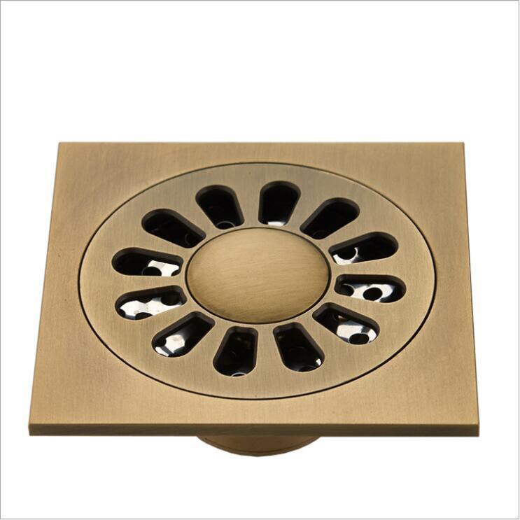 Antiek Messing Gesneden Flower Art Badkamer Accessoire Afvoerputje Afval Grate100mm * 100Mm: 4