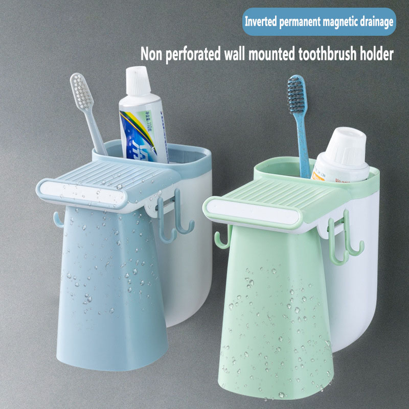 Soporte de cepillo de dientes de plástico para el hogar, colgador sólido para productos de baño, perforación, pasta dental, compresión,