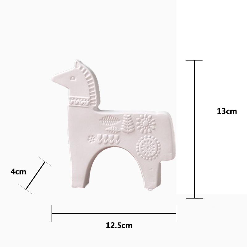 Nordisk stil hvid sort keramisk hestefigurer vintage dyrestatuer til boligindretning fe havertilbehør 13cm 20cm: Hvid-s