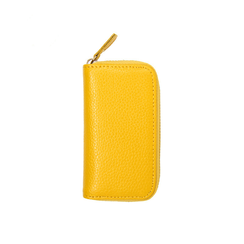 Pu Leather Key Wallet Card Holder Business Organizer Housekeeper Case Keychain Purses Men Women Pocket Car Keys Bag: Yellow