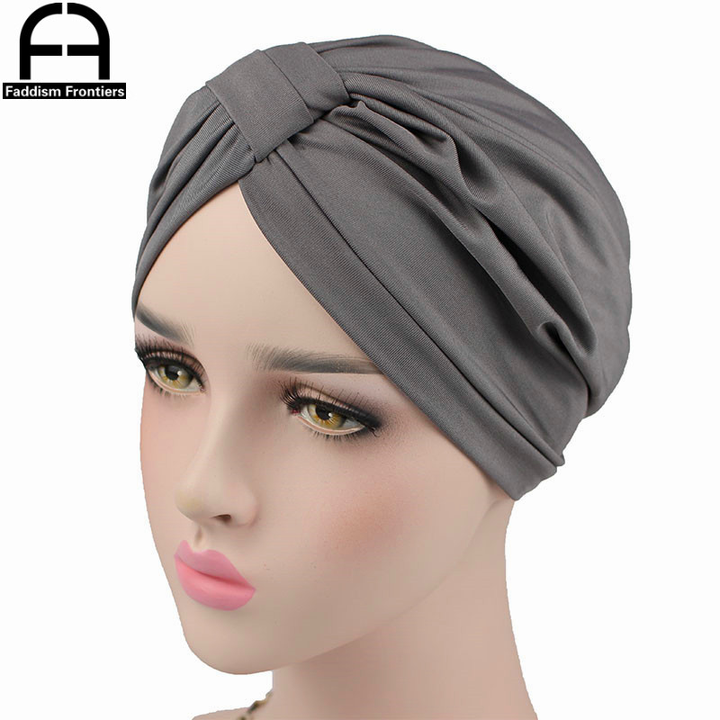 Turbante elástico de LICRA para mujer, diadema, turbante musulmán, Bandanas para quimio, accesorios para el cabello