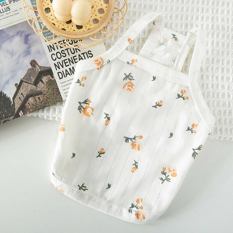 Hunde-Shirt Sommer Blumenmuster – 2 Stück, Weich, Dehnbar, Atmungsaktiv, Für Welpen & Kleine Hunde, Größe M