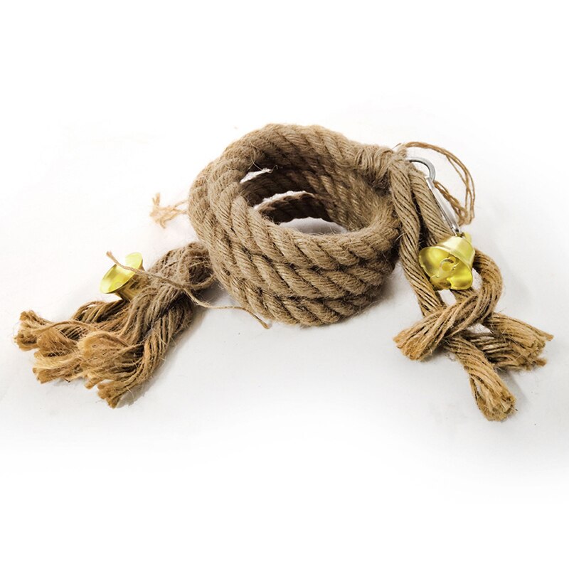 Cuerda de pie para loros, juguete para mascotas de 100/150/200 cm, jaula de pájaros, juguete de decoración, cuerda de mascar, jaula para pájaros, campana de cuerda: 100cm