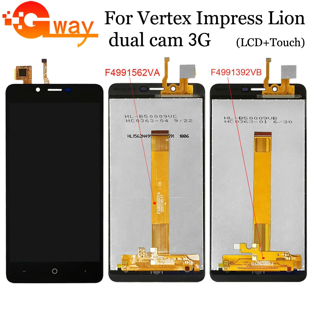 5 inch For Vertex Impress Lion dual cam 3G LCD Display + Touch Screen Digitizer Sensor Assembly With Free Tools