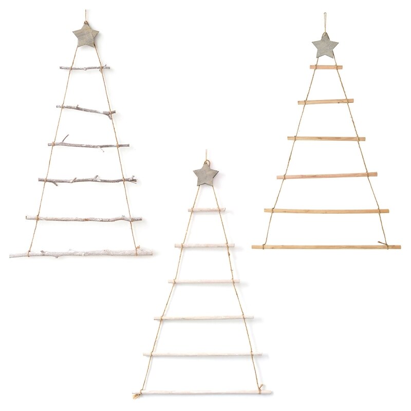Nordic Stijl Diy Houten Kerstboom Kunstmatige Nep Kinderen Ornamenten Muur Opknoping Decoratie